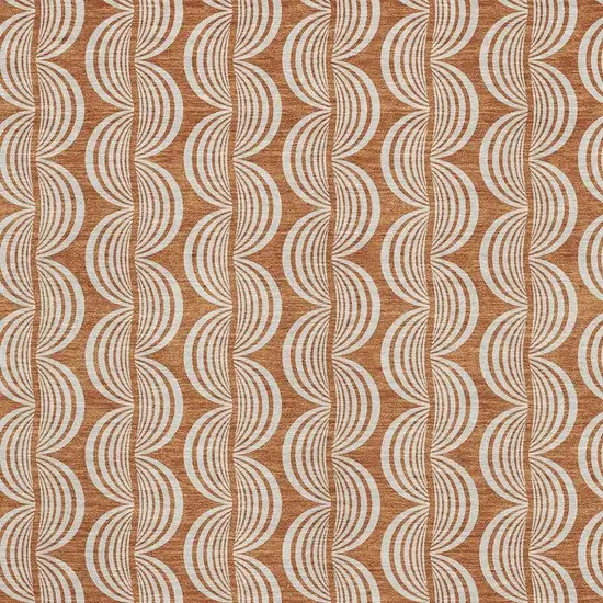 Rust And Beige Ogee Washable Area Rug With UV Protection Photo 2