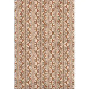 Photo of Rust And Beige Ogee Washable Area Rug With UV Protection
