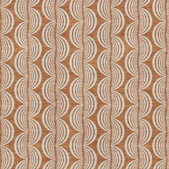 Rust And Beige Ogee Washable Area Rug With UV Protection Photo 2