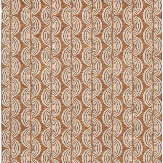 Rust And Beige Ogee Washable Area Rug With UV Protection Photo 2