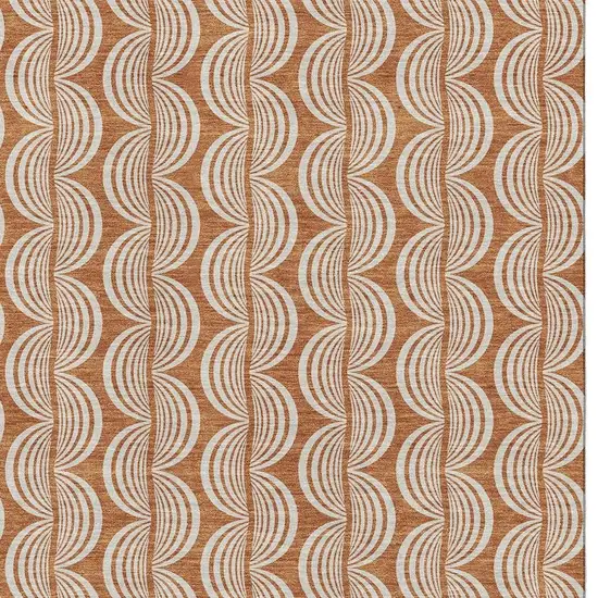 Rust And Beige Ogee Washable Area Rug With UV Protection Photo 2