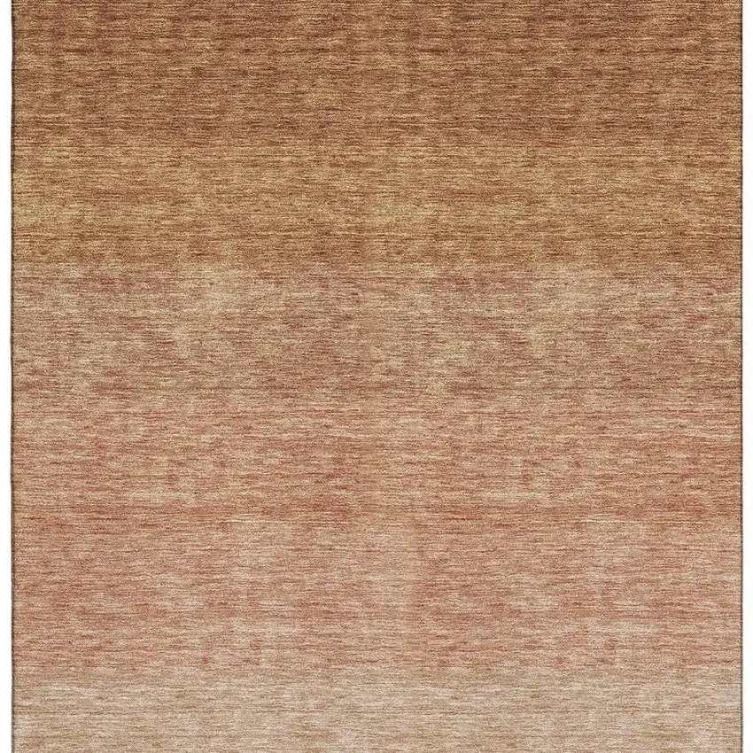 Rust And Beige Ombre Washable Area Rug With UV Protection Photo 4