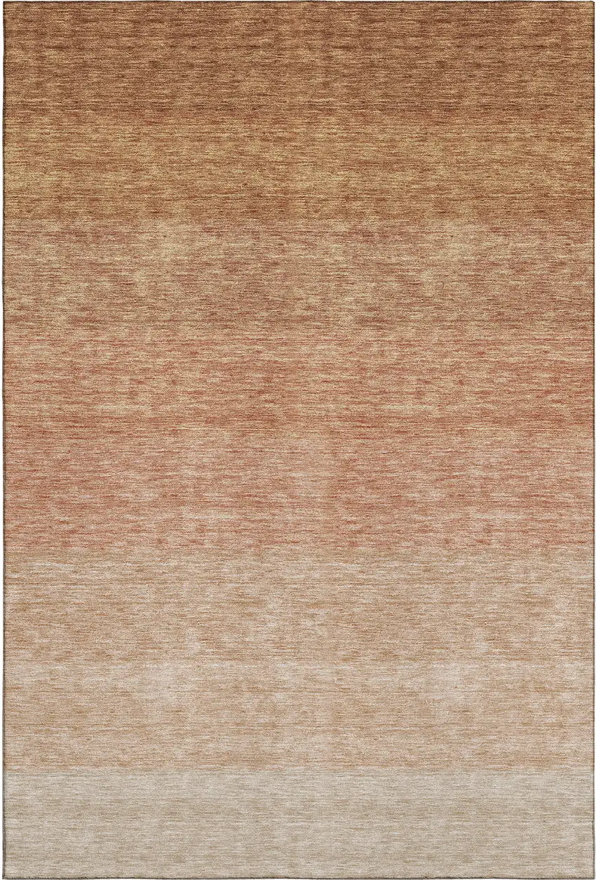 Rust And Beige Ombre Washable Area Rug With UV Protection Photo 5