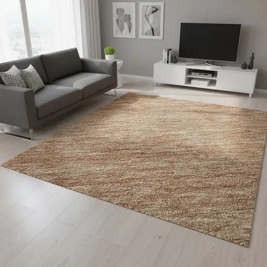 Rust And Beige Ombre Washable Area Rug With UV Protection Photo 2