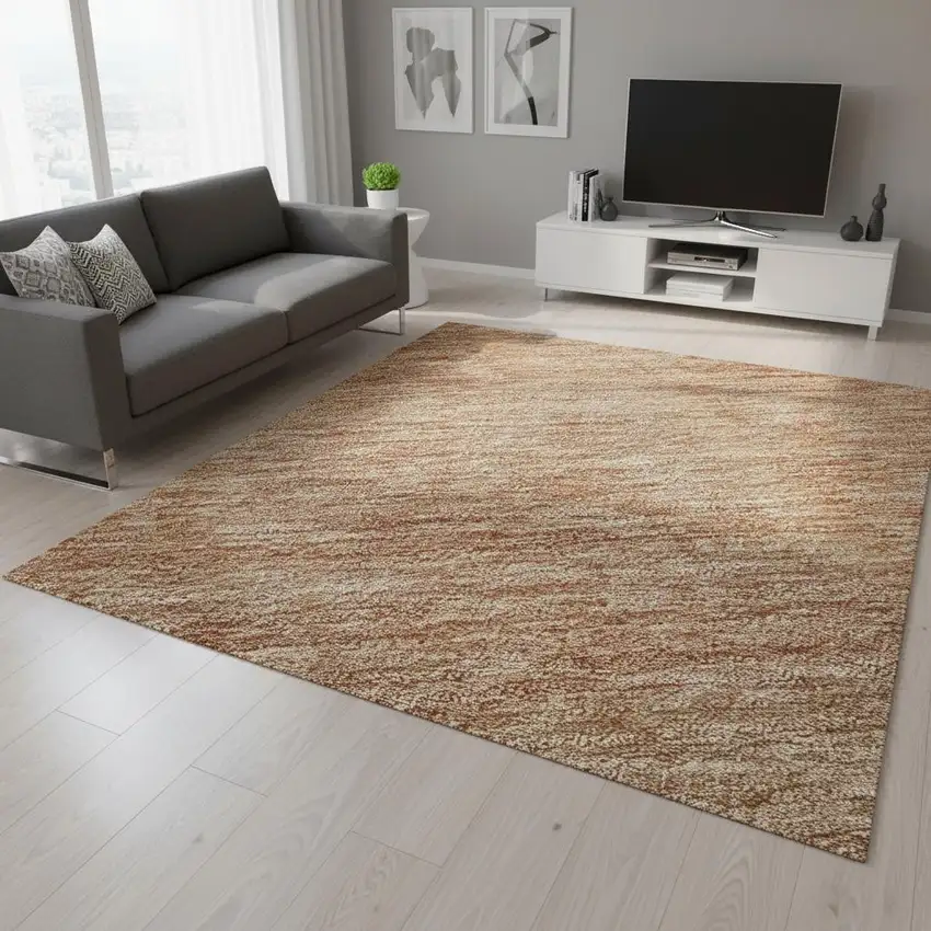 Rust And Beige Ombre Washable Area Rug With UV Protection Photo 2