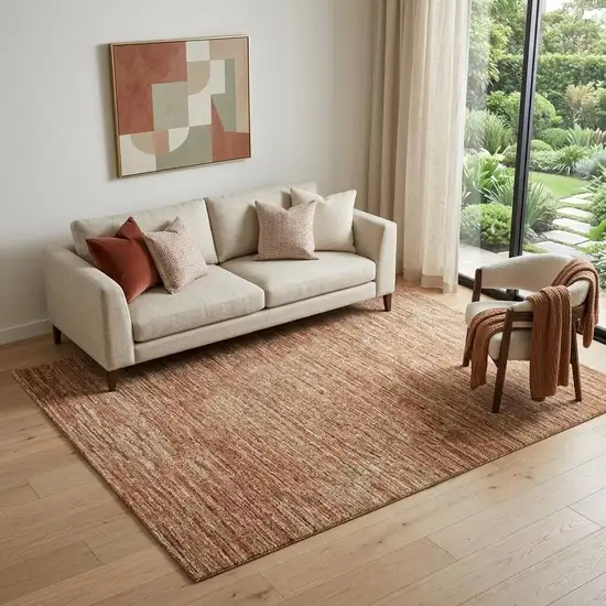Rust And Beige Ombre Washable Area Rug With UV Protection Photo 1