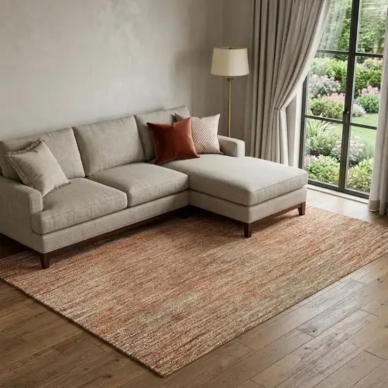 Rust And Beige Ombre Washable Area Rug With UV Protection Photo 1
