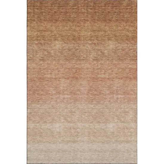 Rust And Beige Ombre Washable Area Rug With UV Protection Photo 4