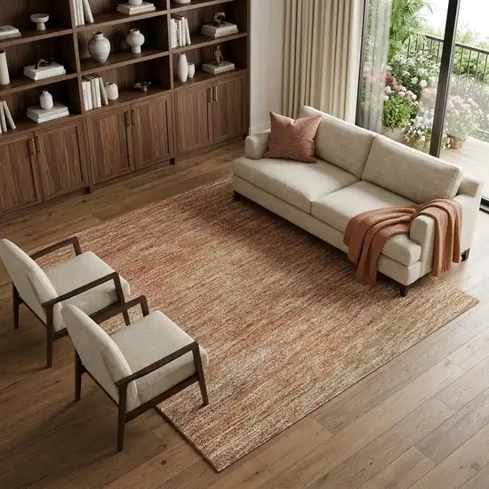 Rust And Beige Ombre Washable Area Rug With UV Protection Photo 1