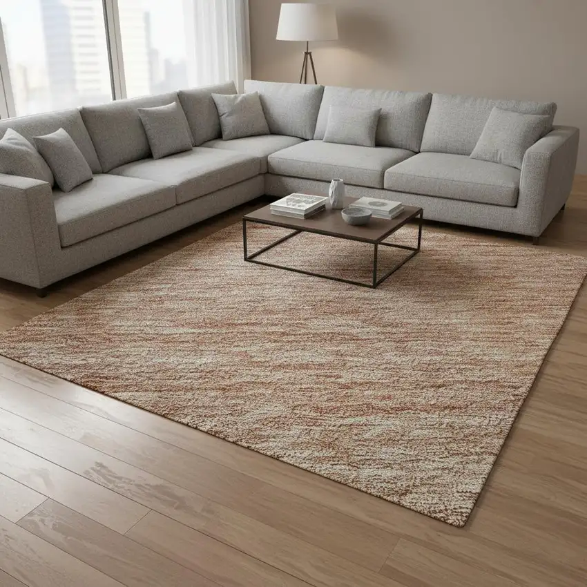 Rust And Beige Ombre Washable Area Rug With UV Protection Photo 2