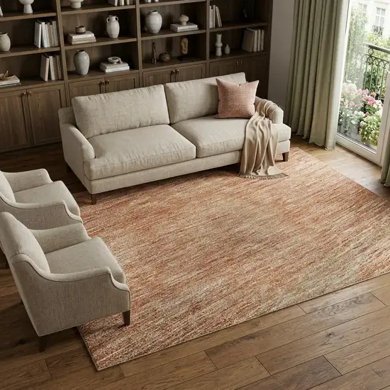 Rust And Beige Ombre Washable Area Rug With UV Protection Photo 1