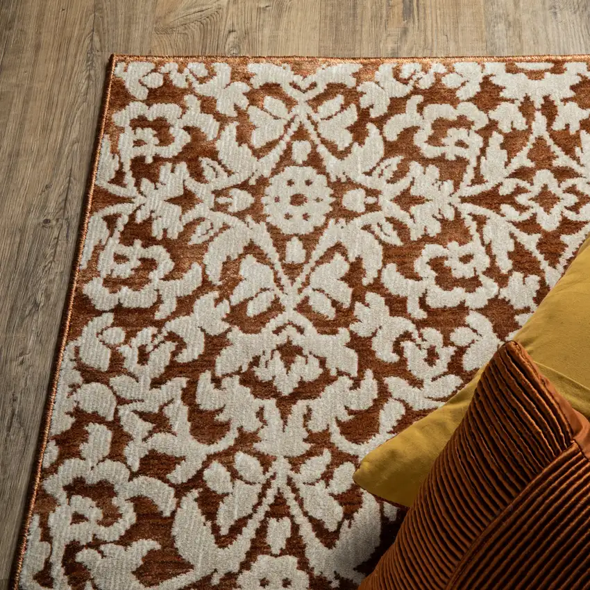 Rust And Beige Oriental Area Rug Photo 9