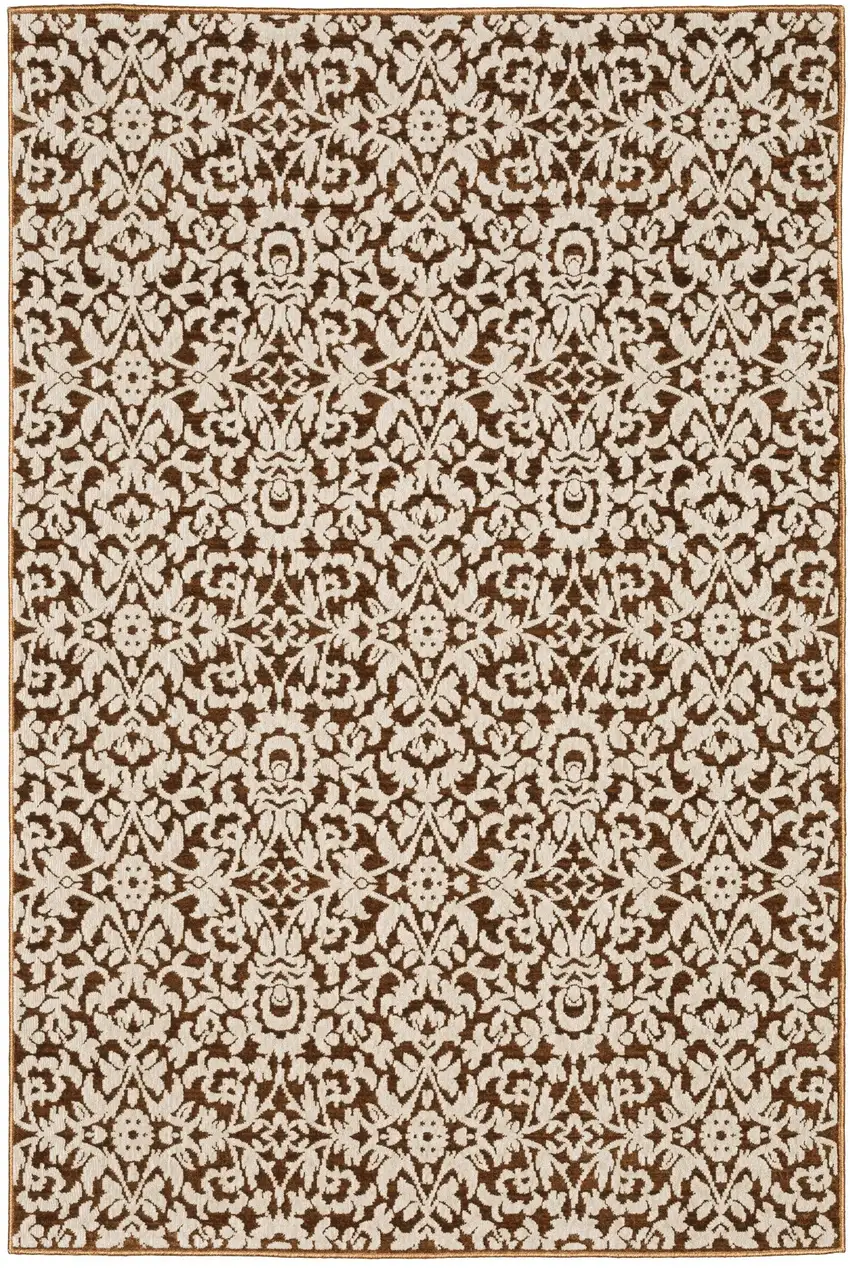 Rust And Beige Oriental Area Rug Photo 6