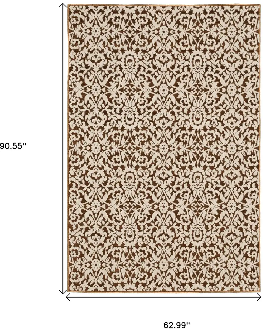 Rust And Beige Oriental Area Rug Photo 3