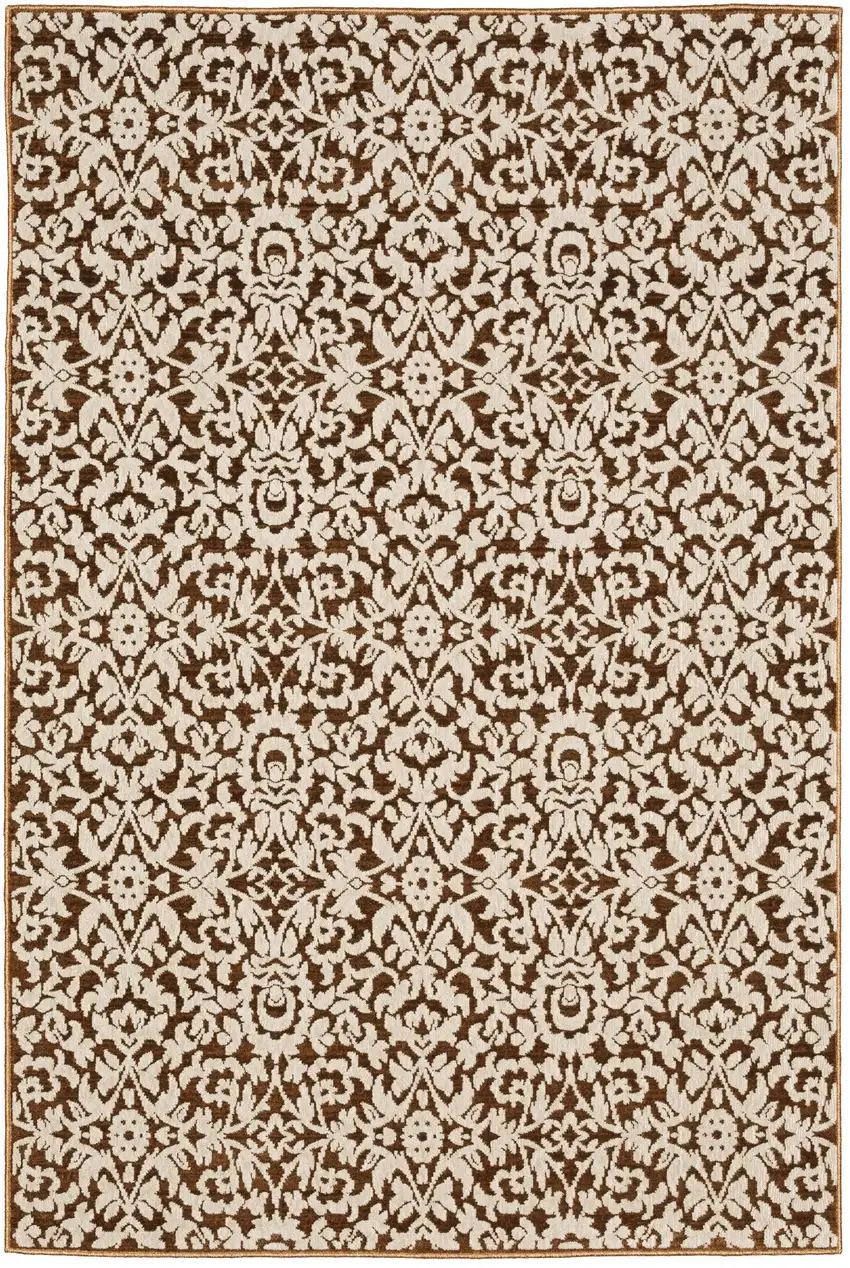Rust And Beige Oriental Area Rug Photo 2