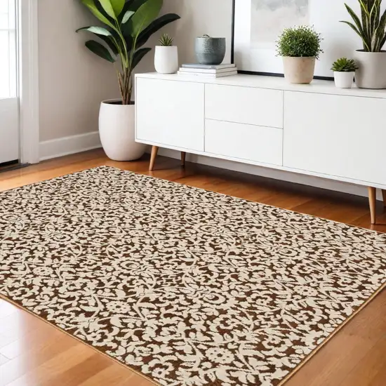 Rust And Beige Oriental Area Rug Photo 1
