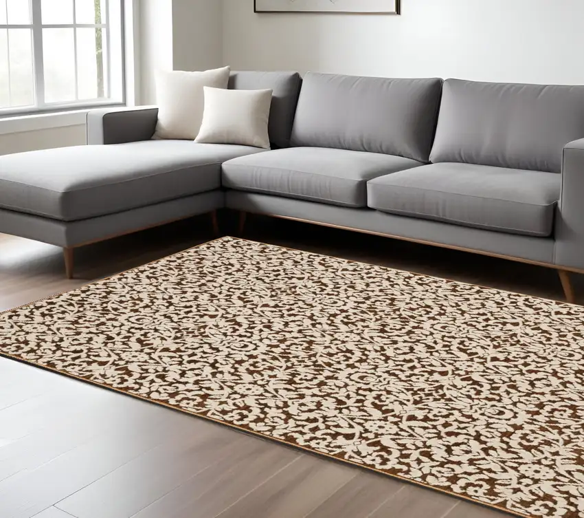 Rust And Beige Oriental Area Rug Photo 1