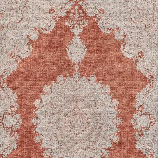 Rust And Beige Oriental Washable Area Rug With UV Protection Photo 4