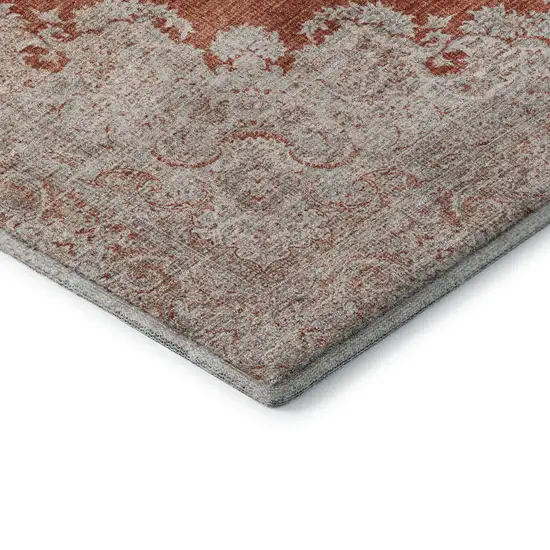 Rust And Beige Oriental Washable Area Rug With UV Protection Photo 7