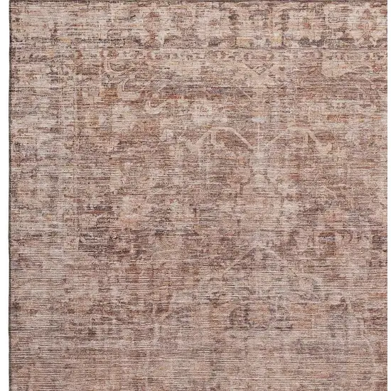 Rust And Beige Oriental Washable Area Rug With UV Protection Photo 2