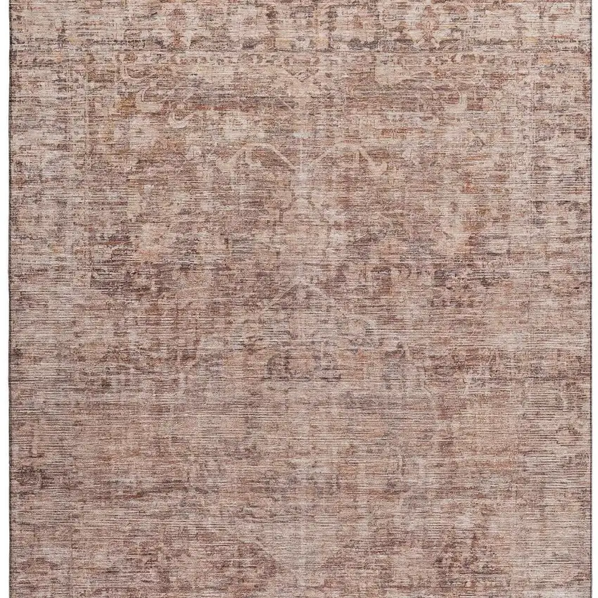 Rust And Beige Oriental Washable Area Rug With UV Protection Photo 3