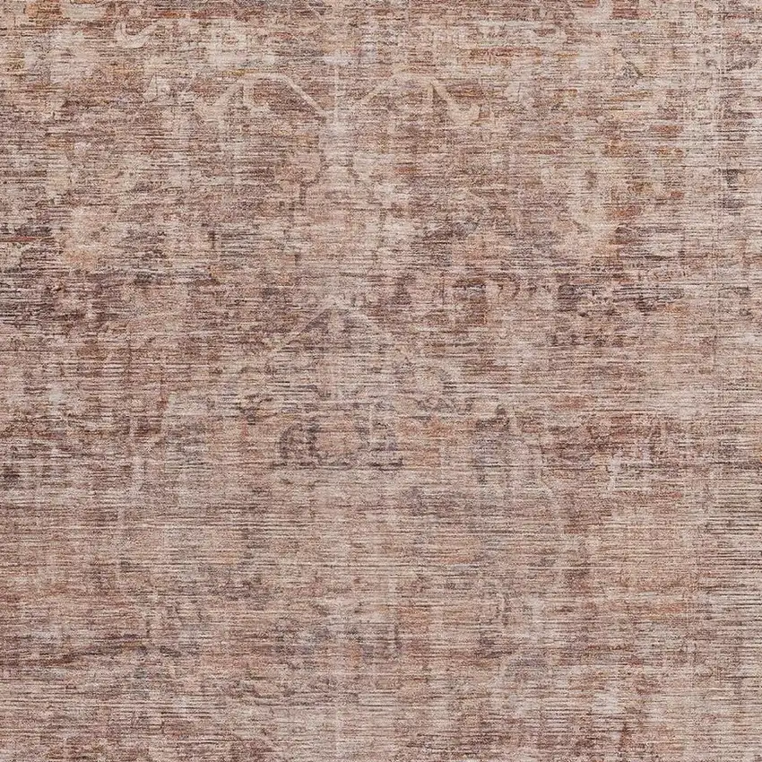 Rust And Beige Oriental Washable Area Rug With UV Protection Photo 2