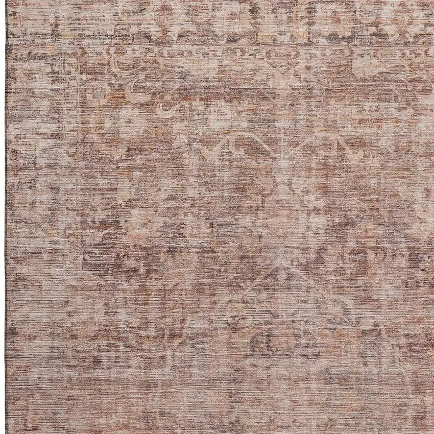 Rust And Beige Oriental Washable Area Rug With UV Protection Photo 2