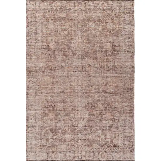 Rust And Beige Oriental Washable Area Rug With UV Protection Photo 3