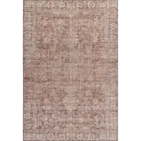 Rust And Beige Oriental Washable Area Rug With UV Protection Photo 1