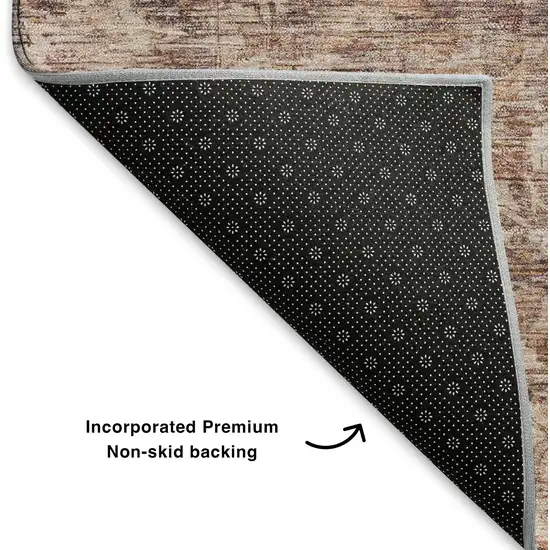 Rust And Beige Oriental Washable Area Rug With UV Protection Photo 6