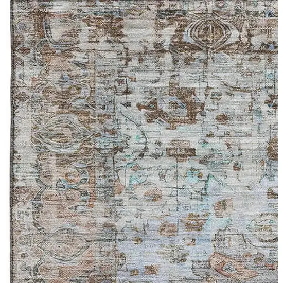 Rust And Beige Oriental Washable Area Rug With UV Protection Photo 3