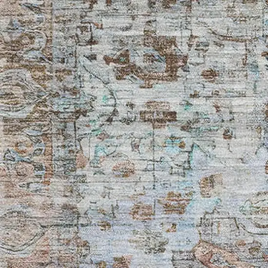 Rust And Beige Oriental Washable Area Rug With UV Protection Photo 2