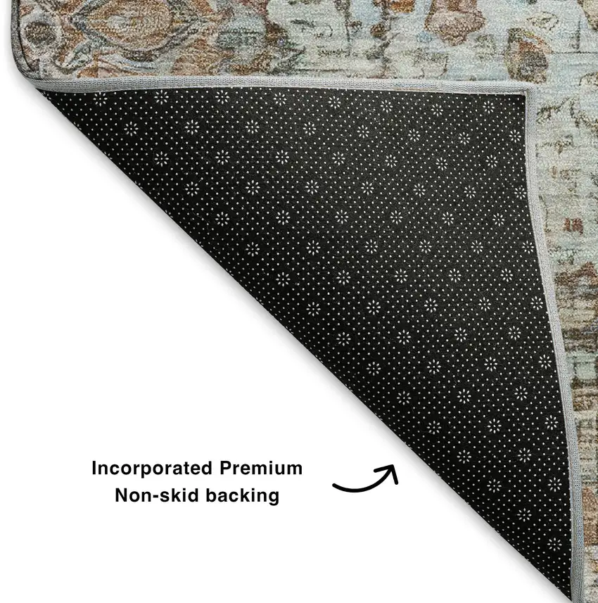 Rust And Beige Oriental Washable Area Rug With UV Protection Photo 6