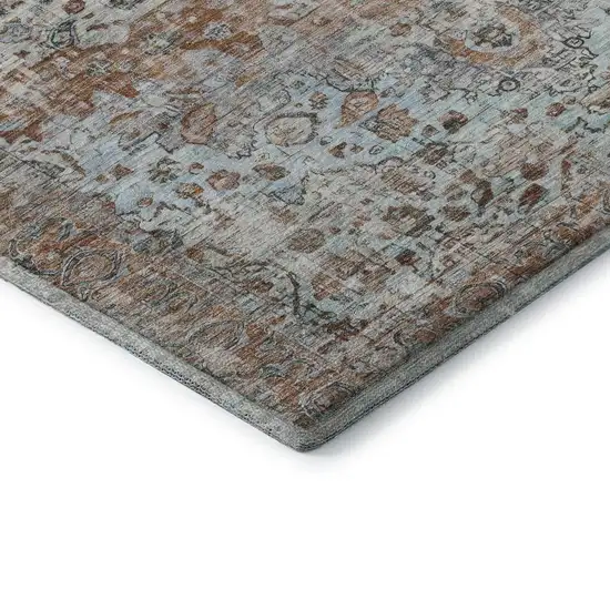 Rust And Beige Oriental Washable Area Rug With UV Protection Photo 7