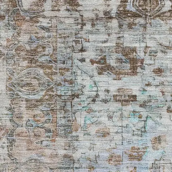 Rust And Beige Oriental Washable Area Rug With UV Protection Photo 2