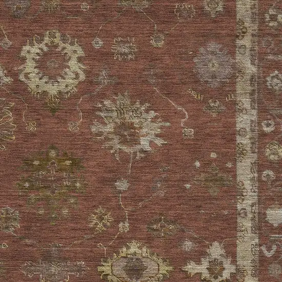 Rust And Beige Oriental Washable Area Rug With UV Protection Photo 3