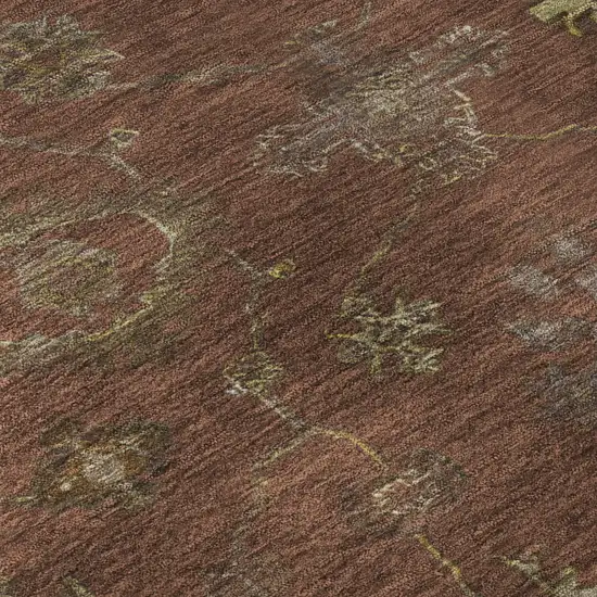 Rust And Beige Oriental Washable Area Rug With UV Protection Photo 8