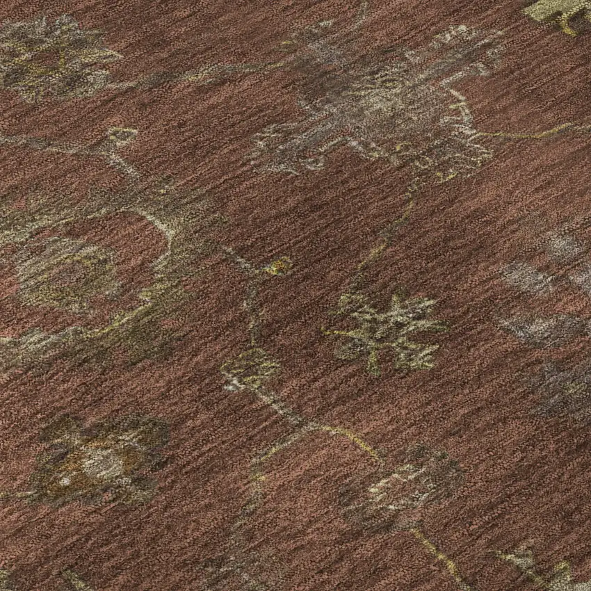 Rust And Beige Oriental Washable Area Rug With UV Protection Photo 8