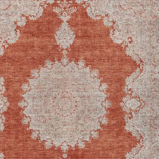 Rust And Beige Oriental Washable Indoor Outdoor Area Rug Photo 6