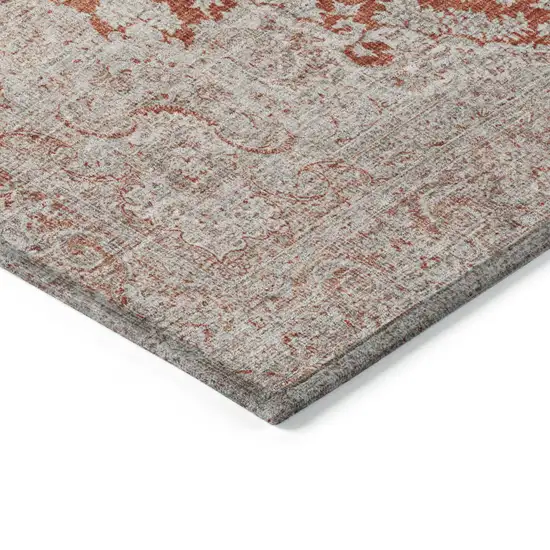 Rust And Beige Oriental Washable Indoor Outdoor Area Rug Photo 4