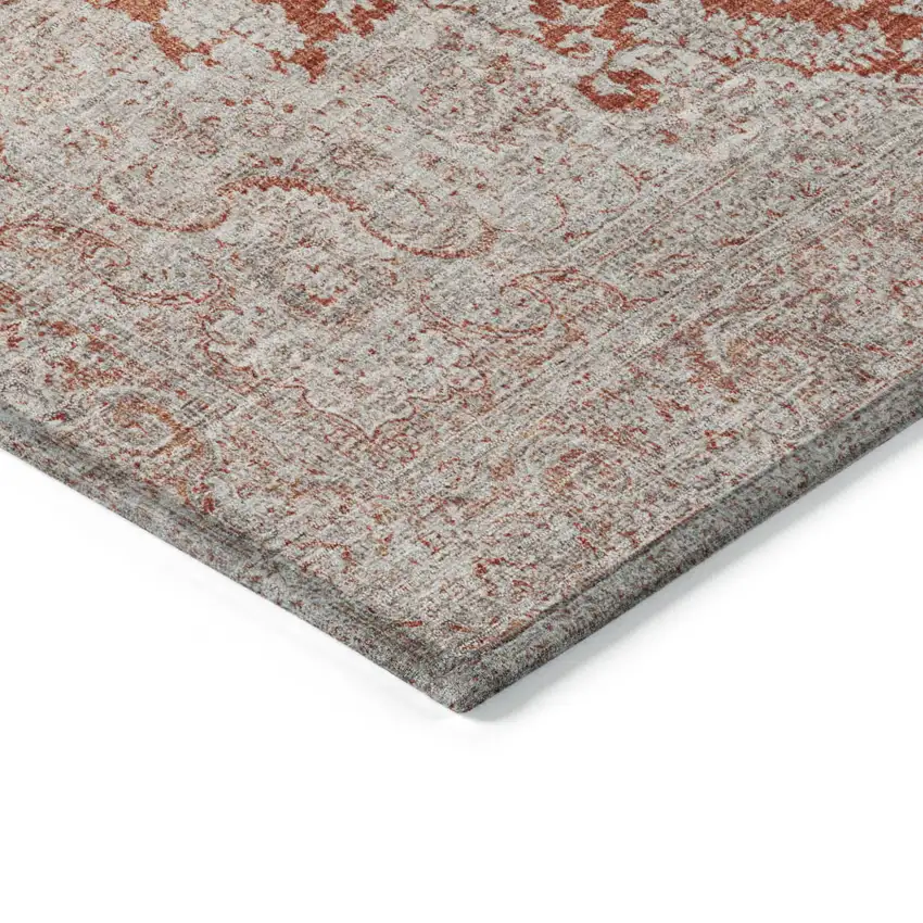 Rust And Beige Oriental Washable Indoor Outdoor Area Rug Photo 4