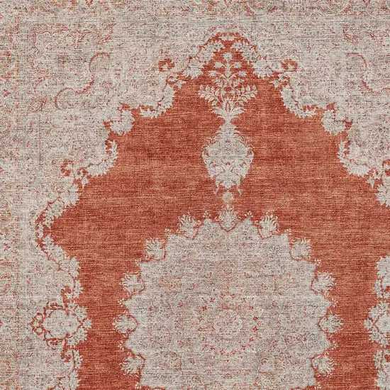 Rust And Beige Oriental Washable Indoor Outdoor Area Rug Photo 6