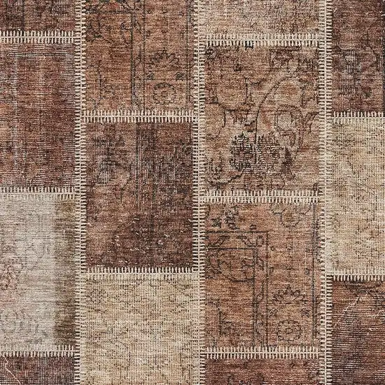 Rust And Beige Patchwork Washable Area Rug With UV Protection Photo 4