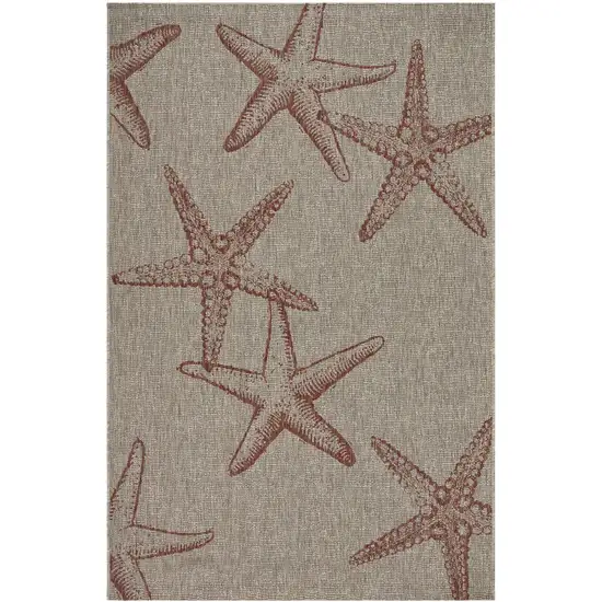 Rust And Beige Starfish Square Rug Photo 2