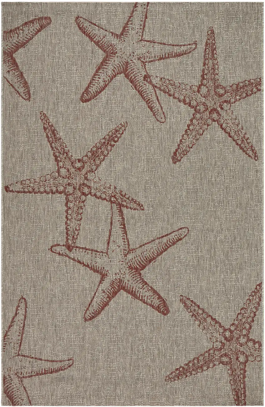 Rust And Beige Starfish Square Rug Photo 2