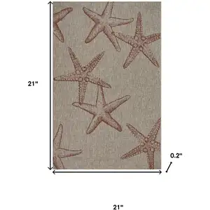 Photo of Rust And Beige Starfish Square Rug