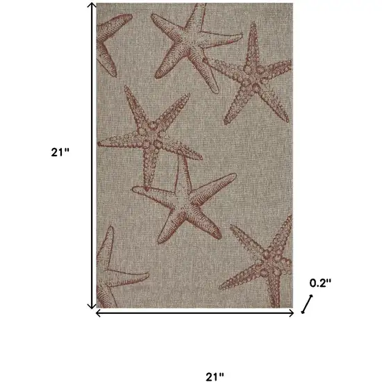 Rust And Beige Starfish Square Rug Photo 3