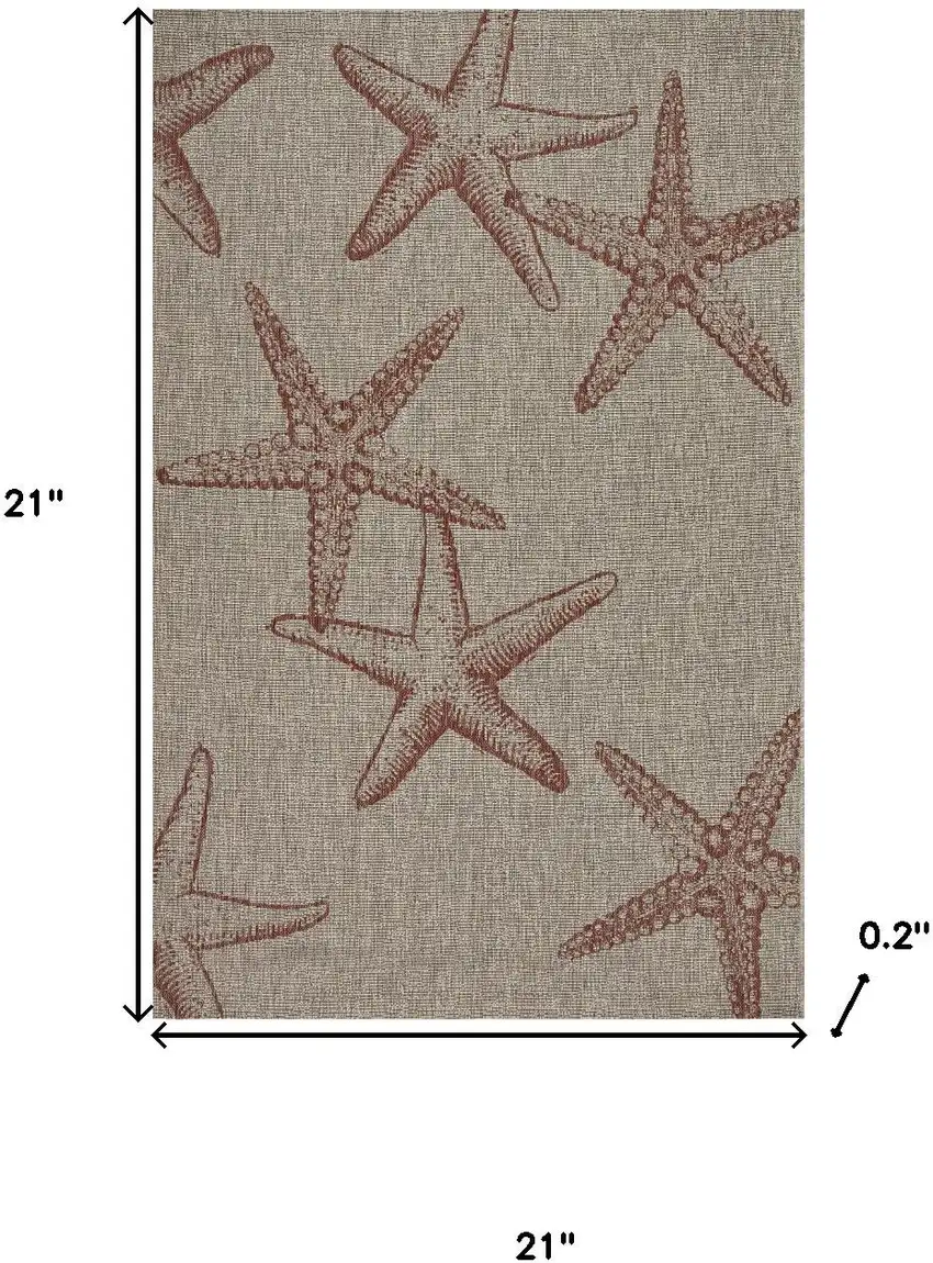 Rust And Beige Starfish Square Rug Photo 3