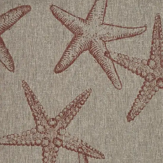 Rust And Beige Starfish Square Rug Photo 4