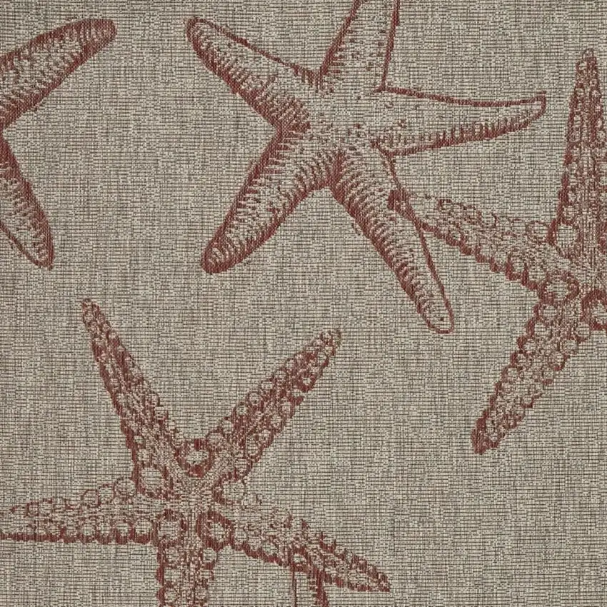 Rust And Beige Starfish Square Rug Photo 4